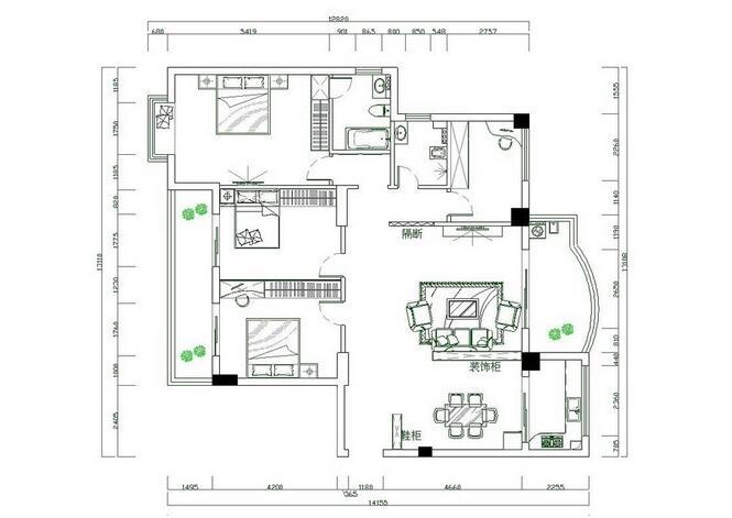农村房屋设计模型分析 室内设计平面图